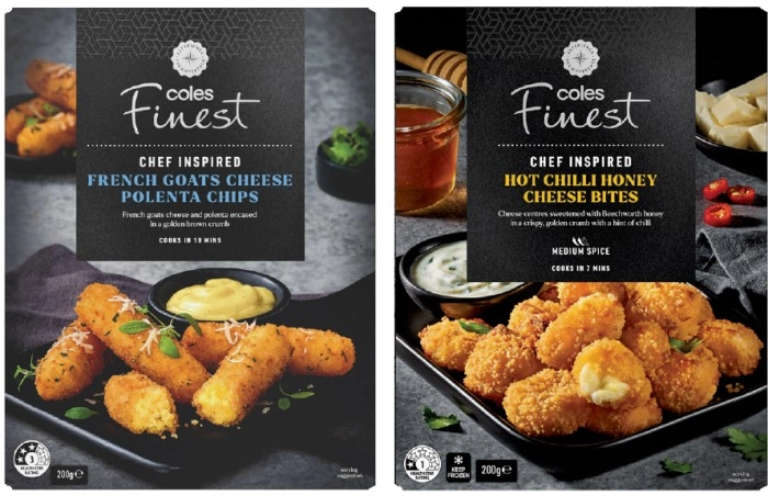 Coles Finest Goats Cheese Polenta Chips 200g or Hot Chili Honey Cheese Bites 200g