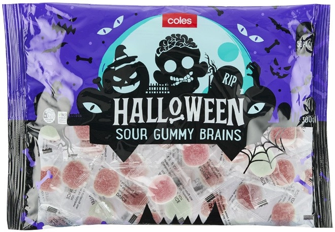 Coles Halloween Sour Gummy Brains 300g