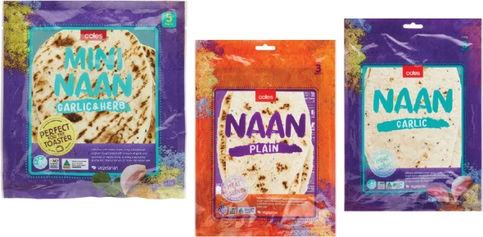 Coles Indian Naan Bread 225g-280g