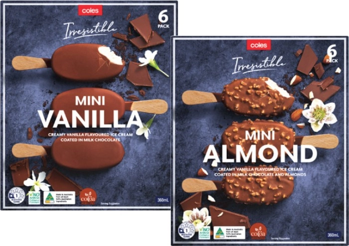 Coles Irresistible Ice Cream Mini 6 Pack 400mL