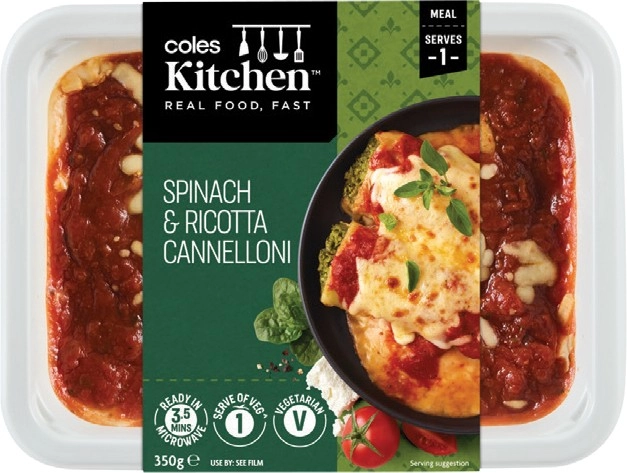 Coles Kitchen Spinach & Ricotta Cannelloni 350g