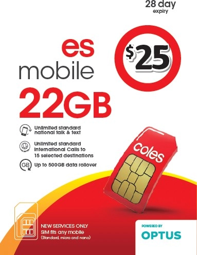 Coles Mobile $25 Prepaid SIM Kit