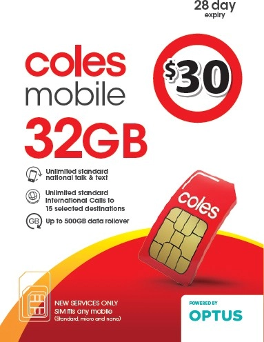 Coles Mobile $30 Prepaid SIM Kit