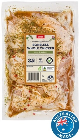 Coles RSPCA Approved Chicken Boneless Herb & Garlic 1kg