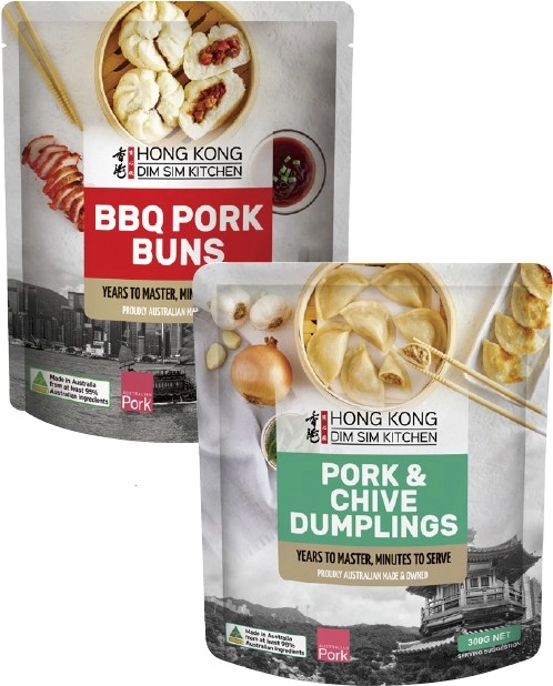 Hong Kong Dim Sim Kitchen Pork & Chive Dumplings or BBQ Pork Buns 300g