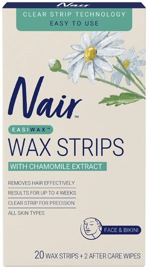 Nair Precision Easiwax Strips for Face & Bikini 20 Pack