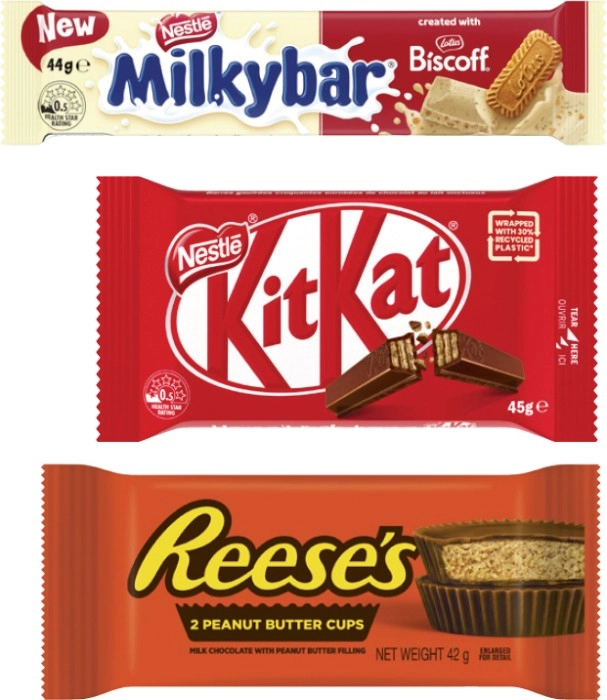 Nestlé Chocolate Bar 35g-50g or Reese's Cup 39g