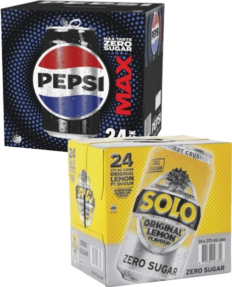 Pepsi Max or Solo Soft Drink 24x375mL