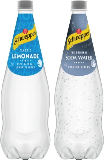 Schweppes Mixers, Soft Drink or Mineral Water 1.1 Litre