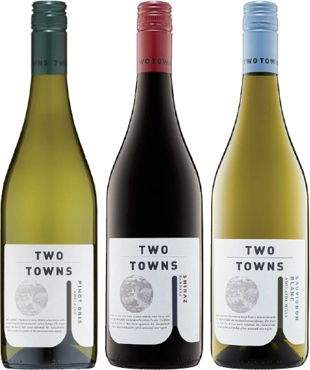 Two Towns Adelaide Pinot Gris, Barossa Shiraz or Adelaide Hills Sauvignon Blanc