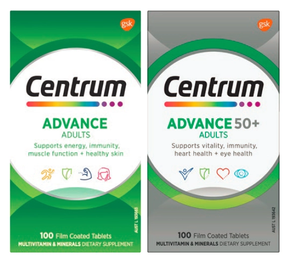 Centrum Advance Multivitamin or Advance 50+ Multivitamin 100 Tablets