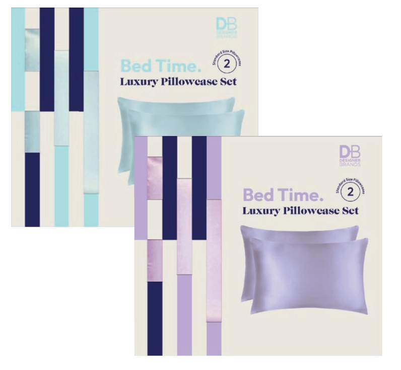 Designer Brands Bed Time Luxury Pillowcase Set 2 Piece Icy Blue or Lilac Frost