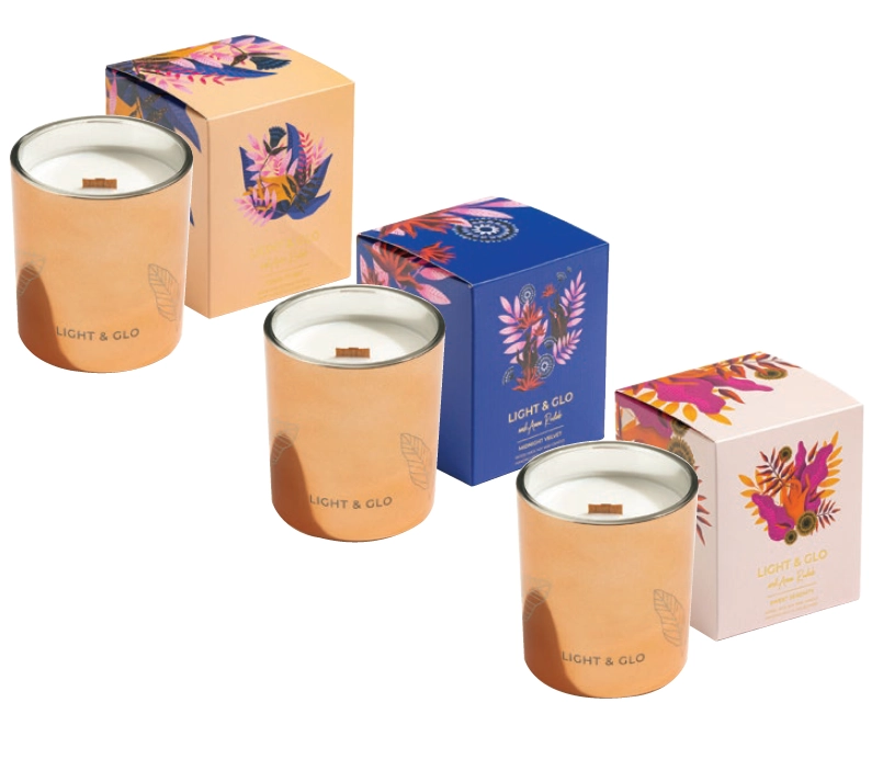 Light + Glo Artist Collection Rose Gold Candle Coral Plush, Midnight Velvet or Sweet Serenity 300g