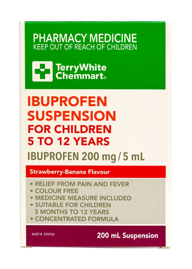 TerryWhite Chemmart Ibuprofen Suspension for Children 5 to 12 Years 200ml