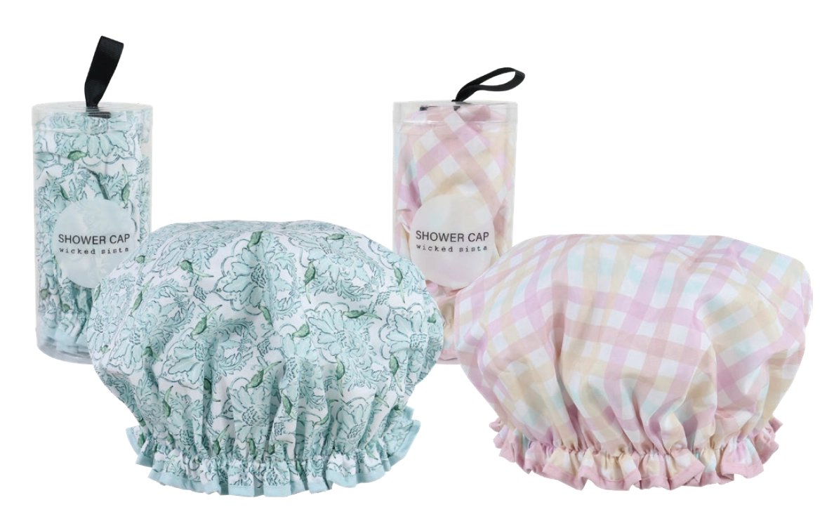 Wicked Sista Shower Cap In Gift Cylinder Florence or Pastel Gingham.