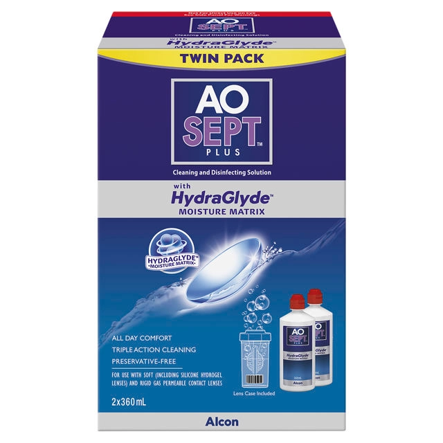 Aosept Plus with HydraGlyde Twin Pack 2 x 360ml