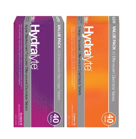 Hydralyte Effervescent Apple Blackcurrant or Orange 40 Tablets