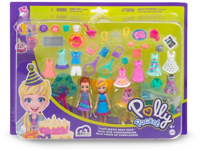 Polly Pocket Dolls and Accessories Set Fash-Tastic Birthday Pack