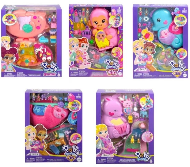 Polly Pocket Mini Toys Wearable Purse Compact Playset - Assorted