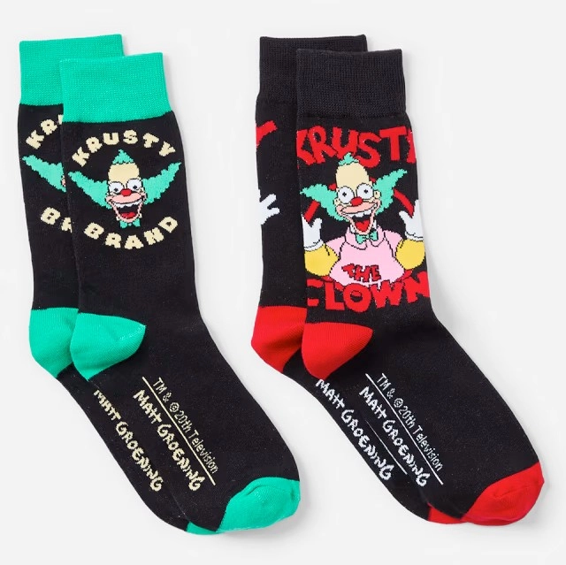 2 Pack The Simpsons Krusty The Clown License Socks