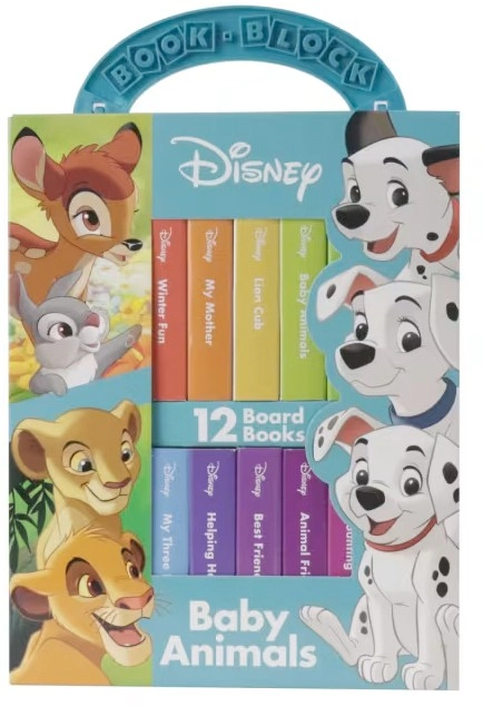 Book and Block: Disney Baby Animals 12 Board Books - Book