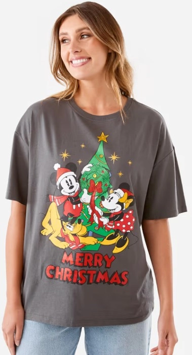 Short Sleeve Mickey Mouse License Christmas T-Shirt