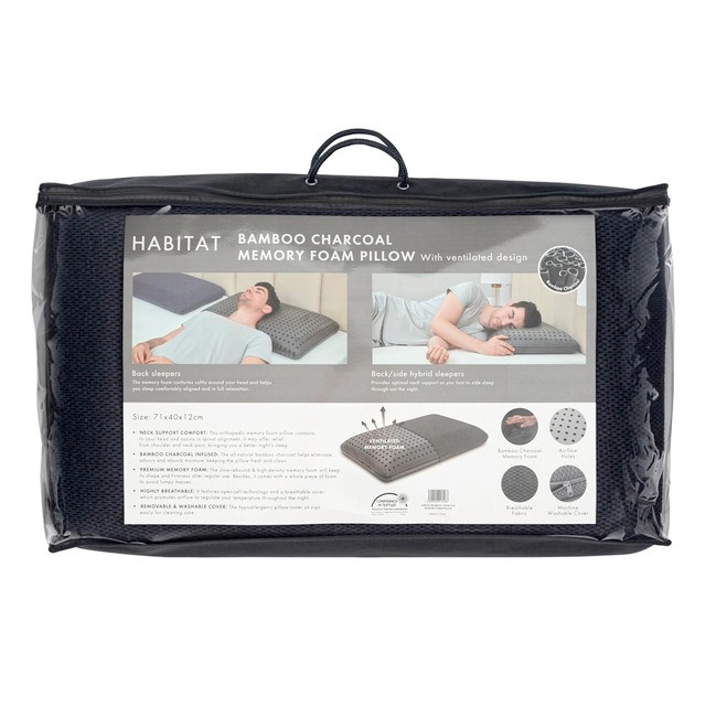 Bamboo Charcoal Memory Foam Pillow by Habitat