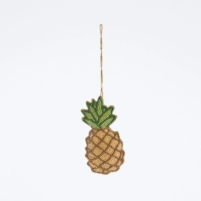 Beaded Pineapple Christmas Hanging Decoration by Habitat