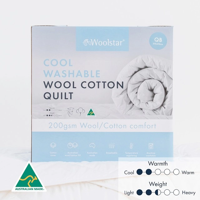 Cool 200gsm Washable Australian Wool Cotton Quilt by Woolstar