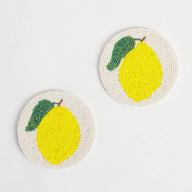 Lemon Beaded Coaster 2pk by Habitat