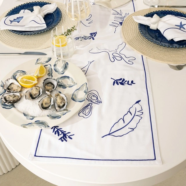 Oceana Embroidered Table Runner