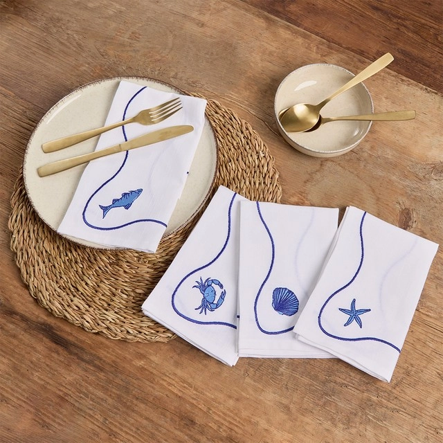 Sea Life Embroidered Napkin 4pk