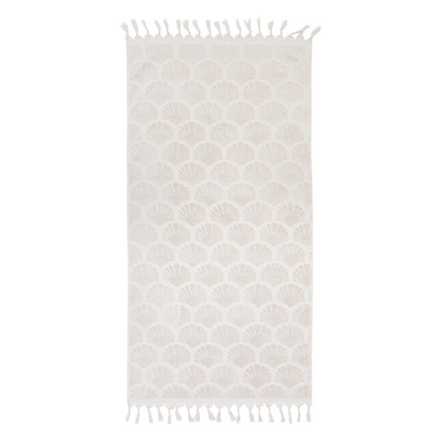 Sundays Shell Terry Beach Towel with Tassels by Pillow Talk