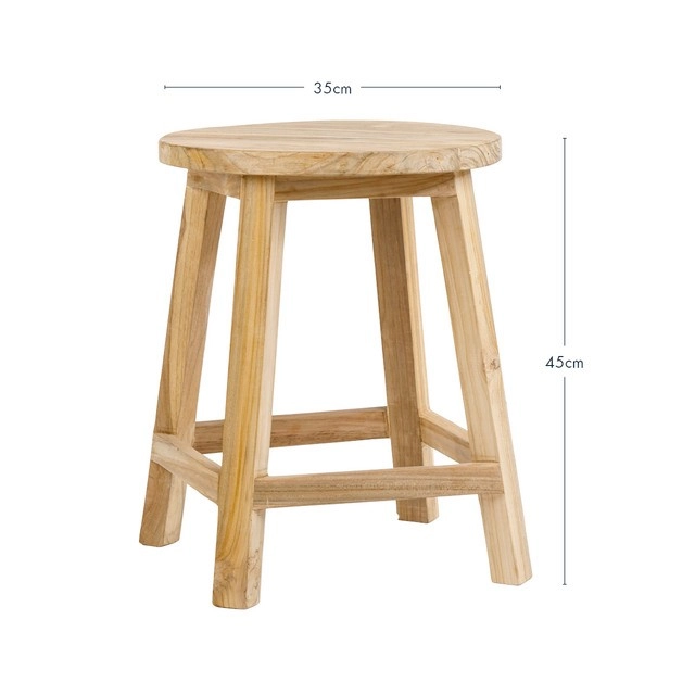 Ward Recycled Teak Round Stool by M.U.S.E.