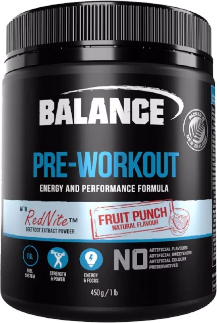 Balance Pre Workout Powder Fruit Punch 450g