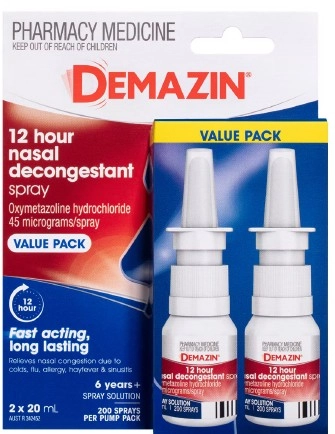 Demazin 12 Hour Relief Nasal Decongestant Spray 2 x 20ml Value Pack