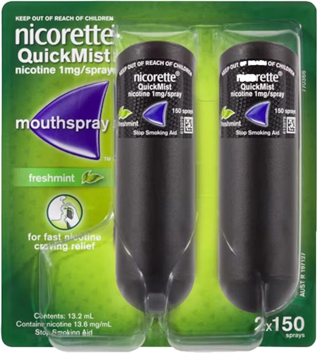 Nicorette Quit Smoking Quickmist Nicotine Mouth Spray Freshmint 2 x 150 Sprays