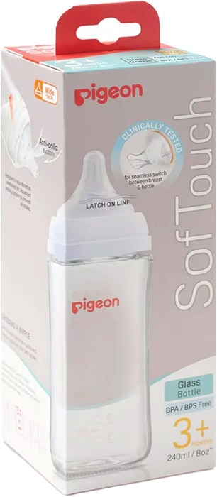 Pigeon SofTouch III Glass Baby Bottle 240ml