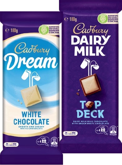 Cadbury Chocolate Block 150-190g Selected Varieties