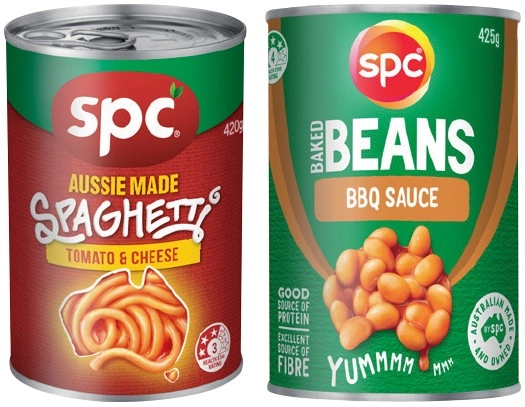 SPC Baked Beans or Spaghetti 420‑425g Selected Varieties