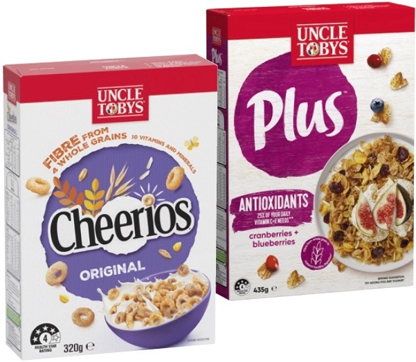 Uncle Tobys Plus 410-435g or Cheerios 320g Cereal Selected Varieties