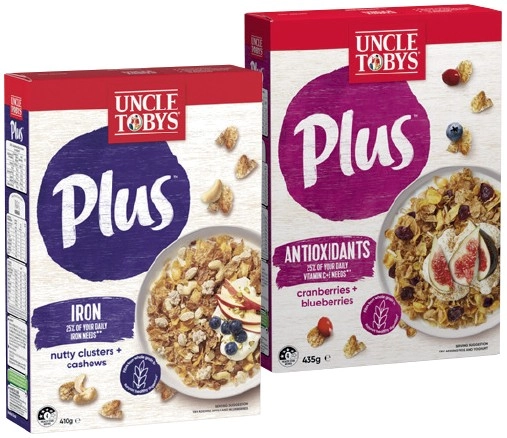 Uncle Tobys Plus Cereal 410-435g or Cheerios 320g Selected Varieties