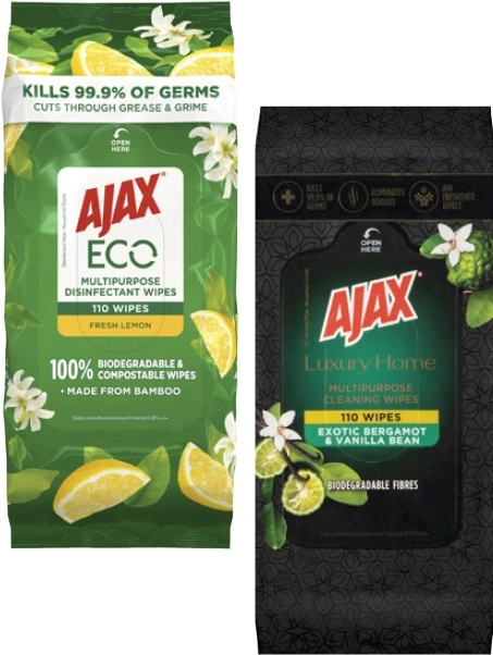 Ajax Eco or Luxe Multipurpose Wipes 110 Pack