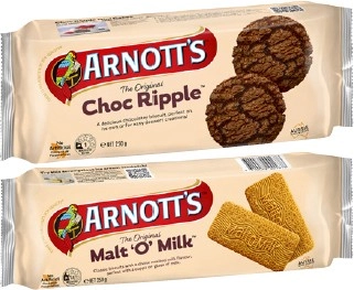 Arnott's Choc Ripple or Malt'o'Milk Biscuits 250g