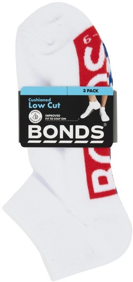 Bonds Men's Logo Low Cut Socks 3 Pack