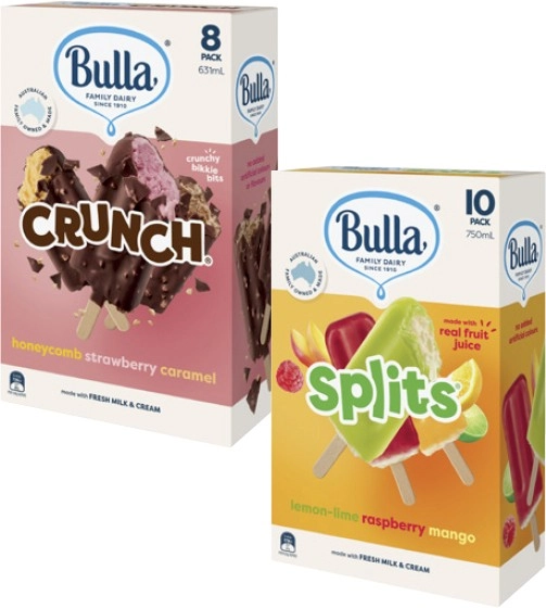 Bulla Splits or Crunch 8 Pack-14 Pack 400mL-750mL