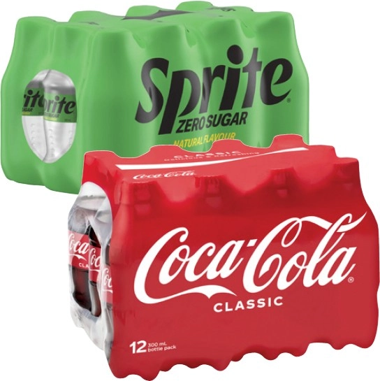 Coca-Cola, Fanta or Sprite Soft Drink 12x300mL