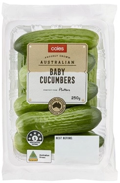 Coles Australian Baby Cucumbers 250g Pack