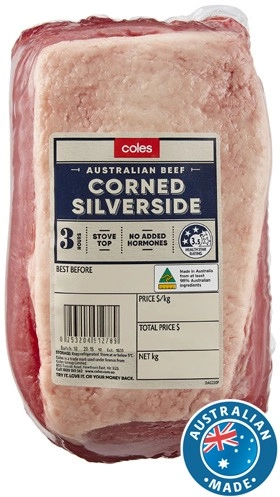 Coles Australian No Added Hormones Beef Corned Silverside