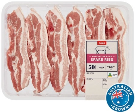 Coles Australian Pork Spare Ribs Large Tray